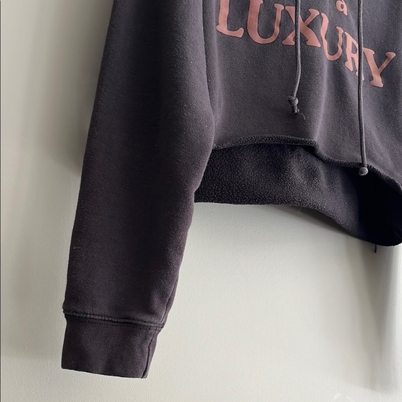 JUNK FOOD Clothing Black Cropped Hoodie Luxury Text Design size small - Picture 7 of 10